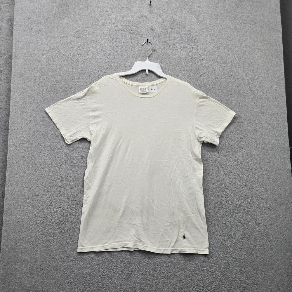 VINTAGE Polo Ralph Lauren Men Shirt L White Embroidered Pony Logo Short Sleeve